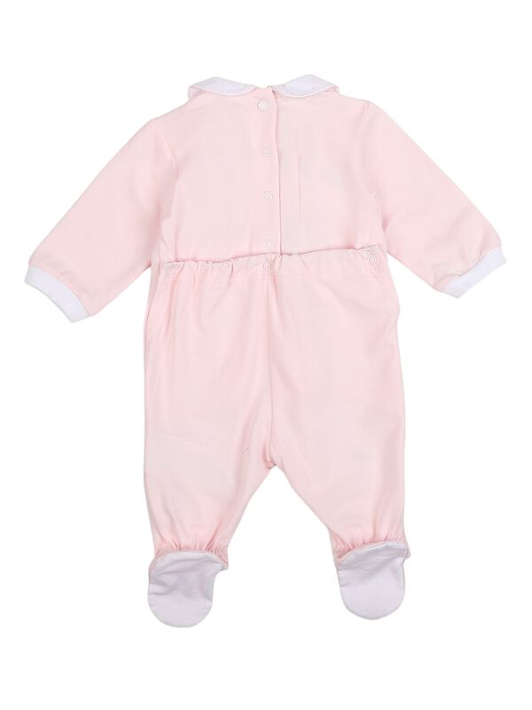 Girls Light Pink Knitted Nappy Opening Babysuit image number 1
